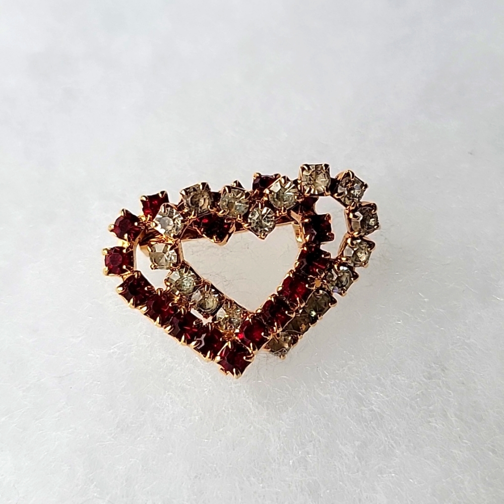 2/"8 Vintage Double Entwined Hearts Brooch Pin
